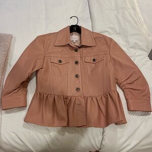 Cinq a Sept Blush Pink Leather Utility Jacket